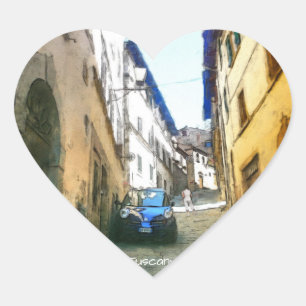Toskana. Italien. Cortona. Herz-Aufkleber