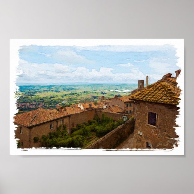 Toskana. Italien. Cortona Poster (Vorne)
