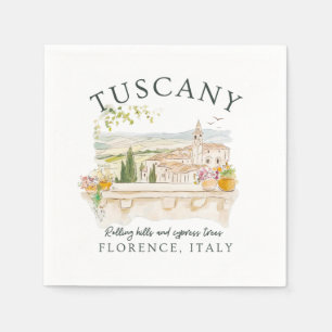 Toskana Italien - Florenz Hügel & Zypressen Bäume Serviette