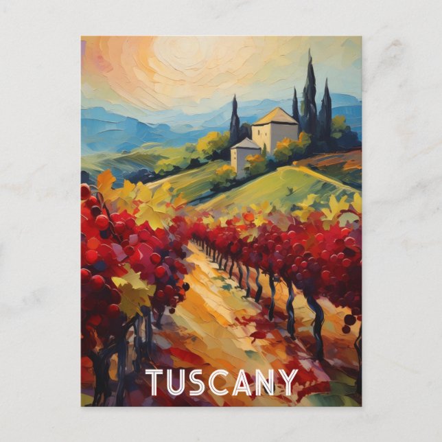 Toskana Italien Italienische Villa Textured Waterc Postkarte (Vorderseite)