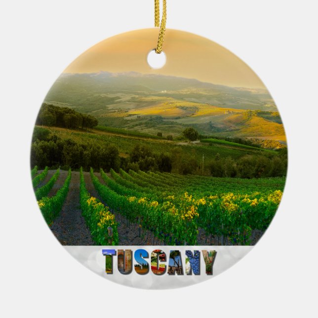 Toskana Italien Italienischer Weinberg Foto Weihna Keramik Ornament (Vorne)