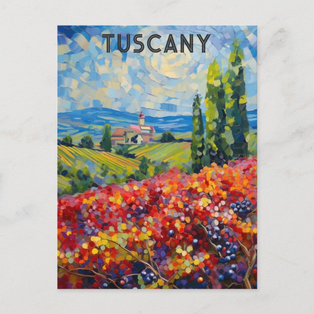 Toskana Italien Italienischer Weingarten Texturier Postkarte (Vorderseite)