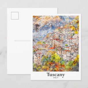 Toskana Italien Reise Wasserfarbe Handgezeichnet Postkarte
