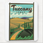 Toskana Italien Reiseplakat Mousepad<br><div class="desc">Toskana Italien Reiseplakat in einem schönen Retro-Stift.</div>