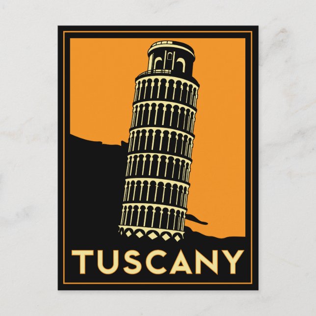 Toskana Italien Retro Art Deko Reiseplakat Postkarte (Vorderseite)