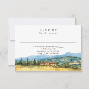 Toskana Italien Rustikale Land Wasserfarben Hochze RSVP Karte