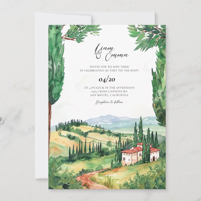 Toskana Italien Villa Wedding Zielort Einladung (Vorderseite)