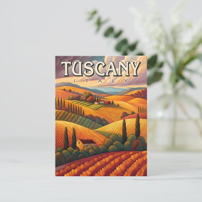 Toskana Italien Vintage Reise Postkarte (Stehend Vorderseite)
