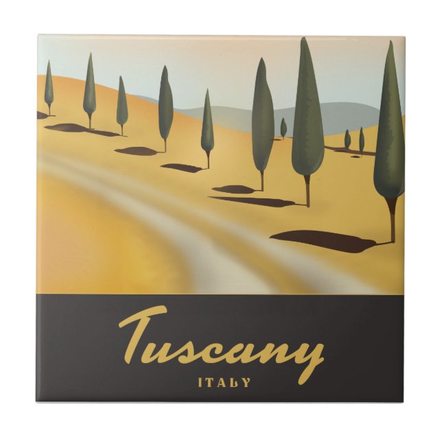 Toskana Italien Vintages Reiseplakat Fliese (Vorderseite)