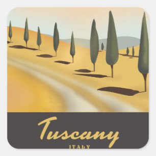 Toskana Italien Vintages Reiseplakat Quadratischer Aufkleber