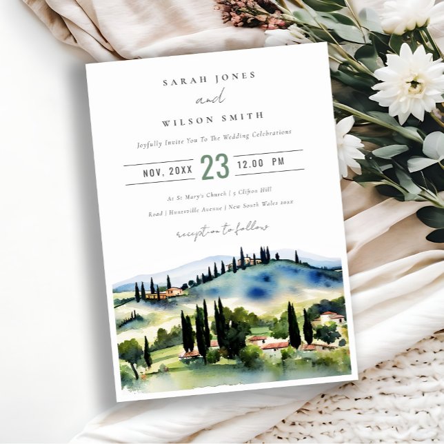 Toskana Italien Wasserfarbenwelt Hochzeit Einladung (Von Creator hochgeladen)