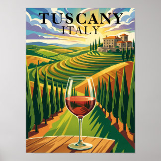 Toskana Italien Weinberg Sonnenuntergang Reise Ill Poster