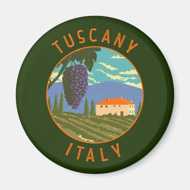 Toskana Italien Weingarten Beachteter Kreislauf Vi Magnet (Vorne)