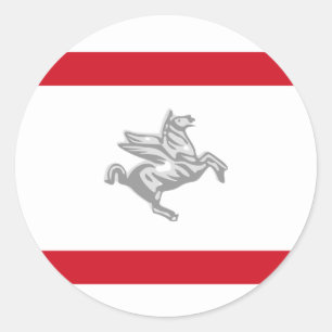 Toskana, italienische Flagge Runder Aufkleber