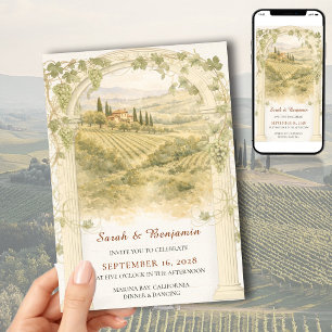 Toskana Italienischer Weinberg-Hochzeitseinladung Einladung
