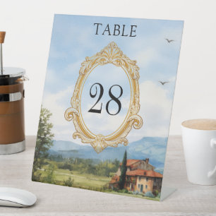 Toskana-Landhochzeit-Tischnummer Sockelschild