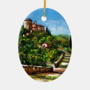 TOSKANA LANDSCHAFT 3 KERAMIK ORNAMENT