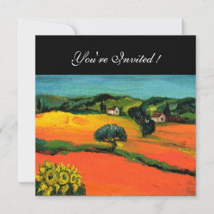 TOSKANA LANDSCHAFT , blau grün gelb orange Einladung