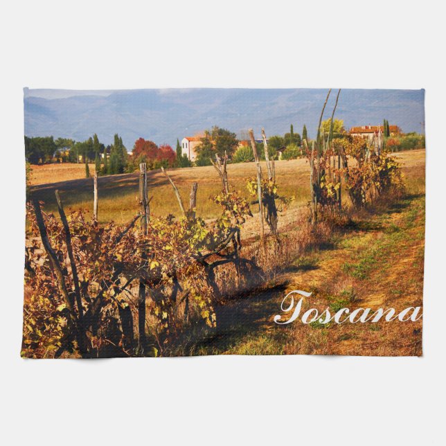 Toskana Landschaft im Herbst Geschirrtuch (Horizontal)
