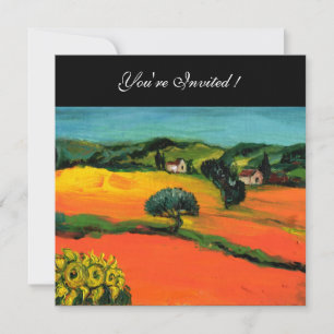 TOSKANA LANDSCHAFT MIT SONNENBLUMEN orange  schwar Einladung