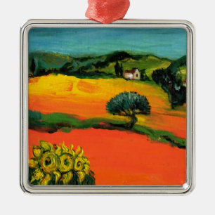 TOSKANA-LANDSCHAFT MIT SONNENBLUMEN ORNAMENT AUS METALL