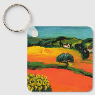 TOSKANA-LANDSCHAFT MIT SONNENBLUMEN SCHLÜSSELANHÄNGER