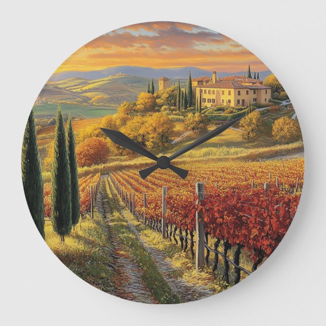 Toskana-Landschaft-Rund Uhr (Vorderseite)