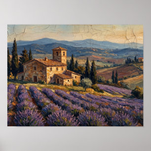 Toskana-Lavendel-Bauernhaus-Gemälde Poster