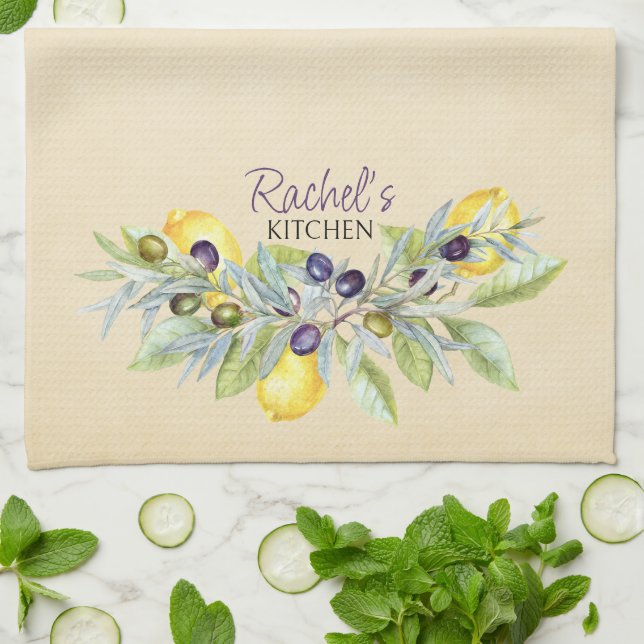 Toskana Lemons Olives Geschirrtuch (Gefaltet)