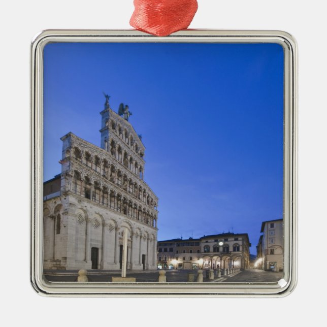 Toskana, Lucca, Piazza San Michele bei Morgendämme Silbernes Ornament (Vorne)