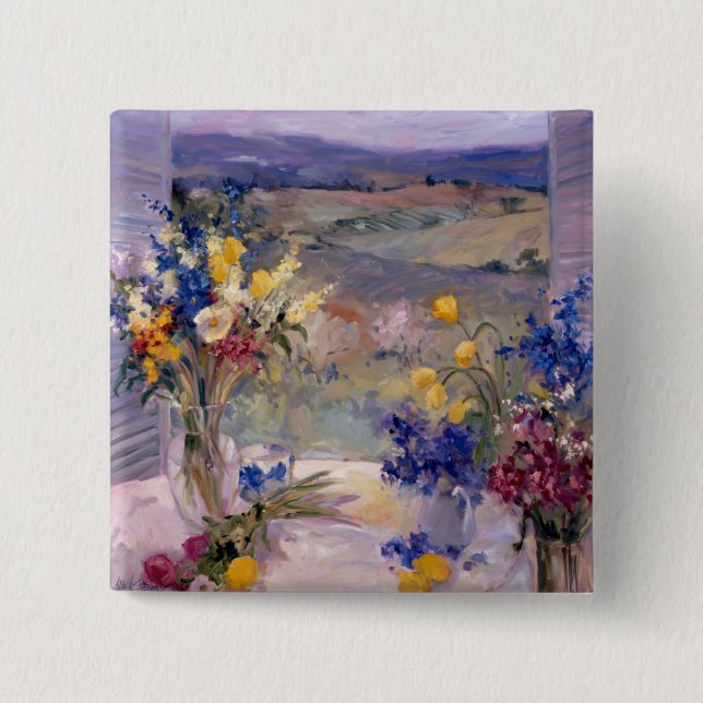 Toskana mit Blumen Button (Vorderseite)
