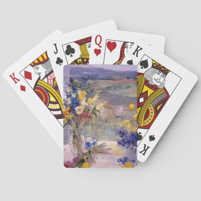 Toskana mit Blumen Spielkarten (Rückseite)