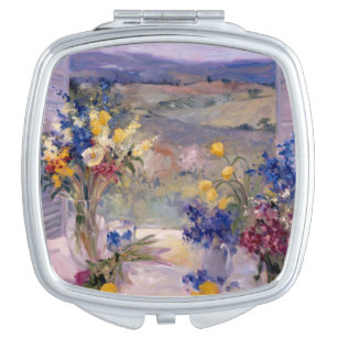 Toskana mit Blumen Taschenspiegel