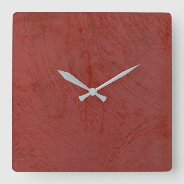 Toskana Red Stucco Quadratische Wanduhr (Vorderseite)