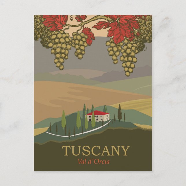 Toskana, Region Val d'Orcia, Italien, Reise Postkarte (Vorderseite)