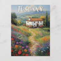 Toskana Reise Postkarte - Vintag Italien Szene
