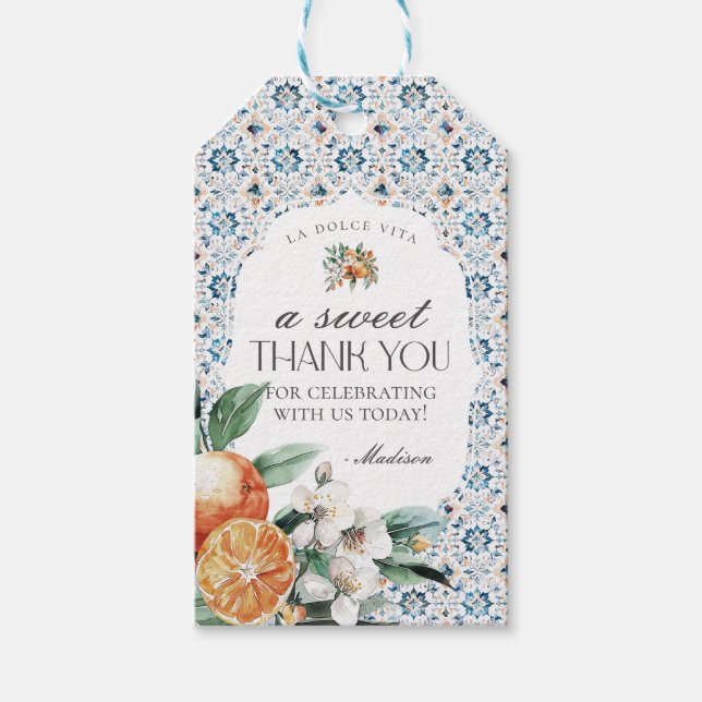 Toskana Tile Italienisches Dessert Gefallen Tag Geschenkanhänger (Vorderseite)