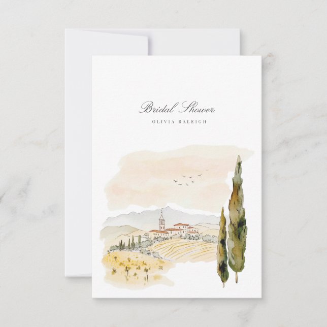 Toskana Wasserfarbe Italien Bridal Dusche Einladun Einladung (Vorderseite)