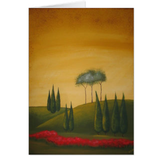 Toskanische Bäume und Mohnblumen