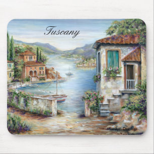 Toskanische Landhäuser durch den See Mousepad