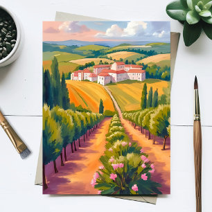 Toskanische Landschaft Aquarell Italien Malerei  Postkarte