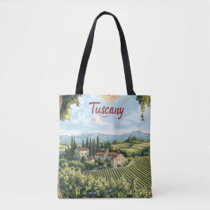 Toskanische Landschaft mit Weinbergen und einem Fa Tasche