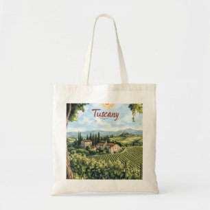 Toskanische Landschaft mit Weinbergen und einem Fa Tragetasche