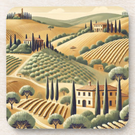 Toskanische Landschaft Print Untersetzer Set