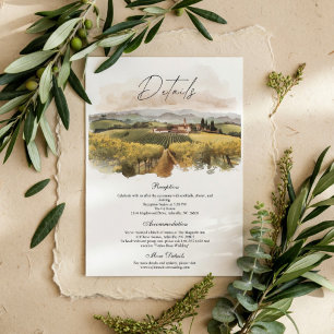 Toskanische Weinberg-Hochzeit Italienische Lands Begleitkarte