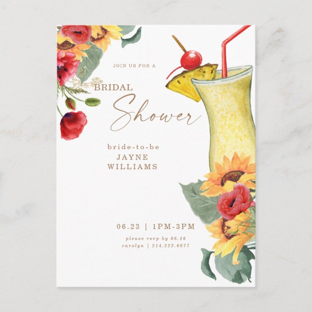 Toskanischer Blumencocktail Farbiges Brautparty Postkarte (Vorderseite)
