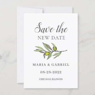 Toskanischer Olivenzweig. Botanischer Hochzeitwech Save The Date