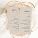 Toskanischer Verde | Modernes Minimales Hochzeitme Menükarte<br><div class="desc">Dieses schlicht elegante Menü-Design bietet moderne minimale serifenlose Typografie,  wunderschön rustikale böhmische Farben,  die nur die Informationen liefern,  die einen Zweck dienen. Versammelt eure Lieben zu einem schönen Essen mit unserer schicken und einfachen toskanischen Terrakotta-Kollektion.</div>
