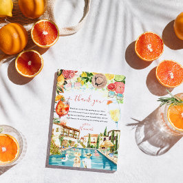 Toskanisches italienisches Pool-Party | Spritz-Bra Dankeskarte