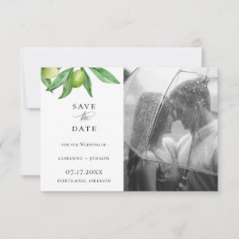 Toskanisches Olive Branch Foto Save the Date Ankündigung